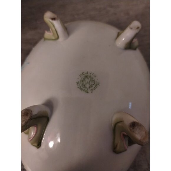 Antique Moriage Noritake Hand-Painted Footed Porcelain Bowl With Floral Design & - Picture 9 of 9